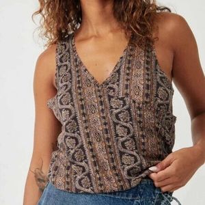 WE THE FREE Black Floral Multi-print Your Twisted Tank Top Small